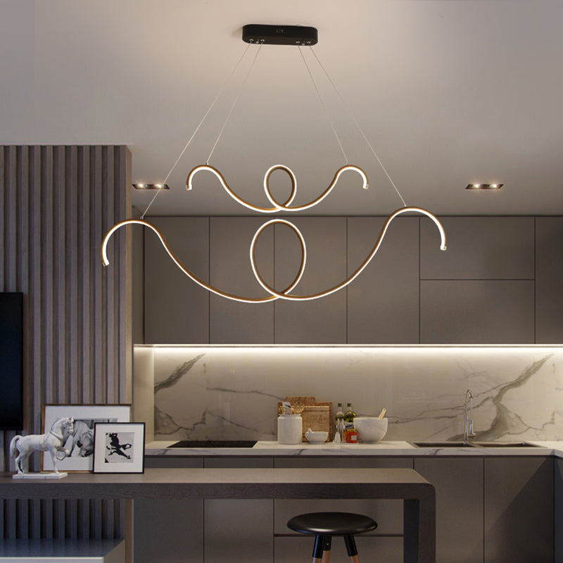 Moderner Stil Linearer Form Island Lichter Metal Island Beleuchtung für Esszimmer