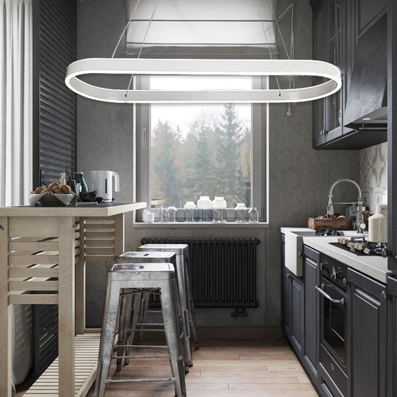 Modern Style Linear Shape Island Lighting Ideas Metal 2 Light Island Pendants in White