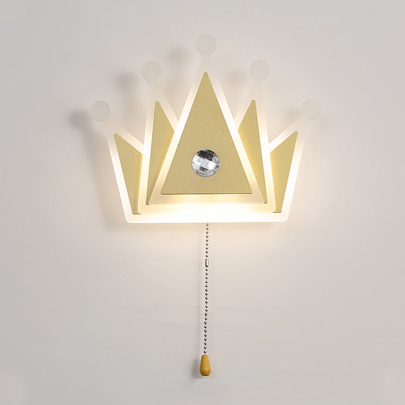 Lampade di applique a forma di corona moderna a forma di corona in metallo 1 illuminazione montata a parete