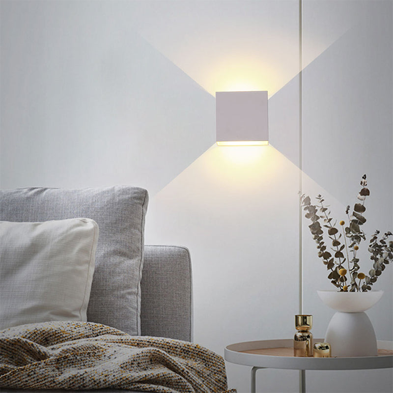 Contemporary Aluminum Wall Light Cube 4" Wide Wall Washer for Living Room