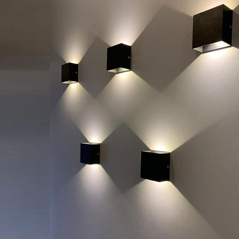 Contemporary Aluminum Wall Light Cube 4" Wide Wall Washer for Living Room