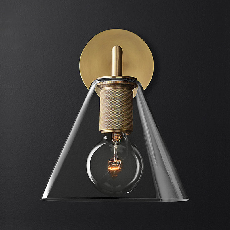 Nordischer Stil Metall Wandleuchte Kegelform Wandleuchten mit klarem Glas für Schlafzimmer