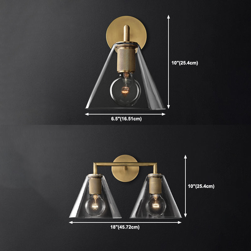 Nordischer Stil Metall Wandleuchte Kegelform Wandleuchten mit klarem Glas für Schlafzimmer