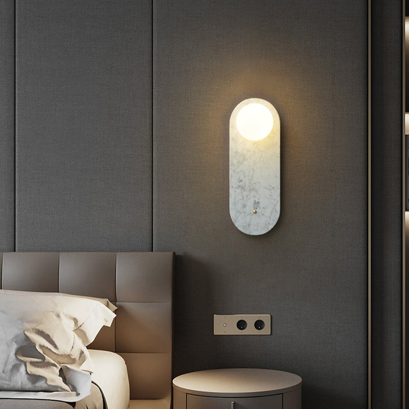 Nordic Style Marble Wall Light Geometric 1 Light Wall Sconce with Glass for Bedroom