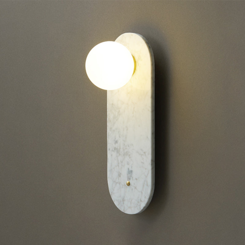 Nordic Style Marble Wall Light Geometric 1 Light Wall Sconce with Glass for Bedroom