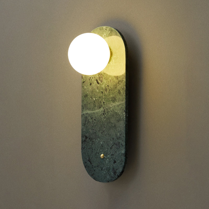 Nordic Style Marble Wall Light Geometric 1 Light Wall Sconce with Glass for Bedroom