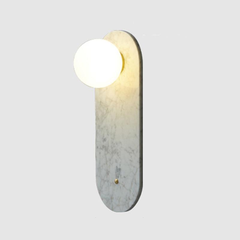 Nordic Style Marble Wall Light Geometric 1 Light Wall Sconce with Glass for Bedroom
