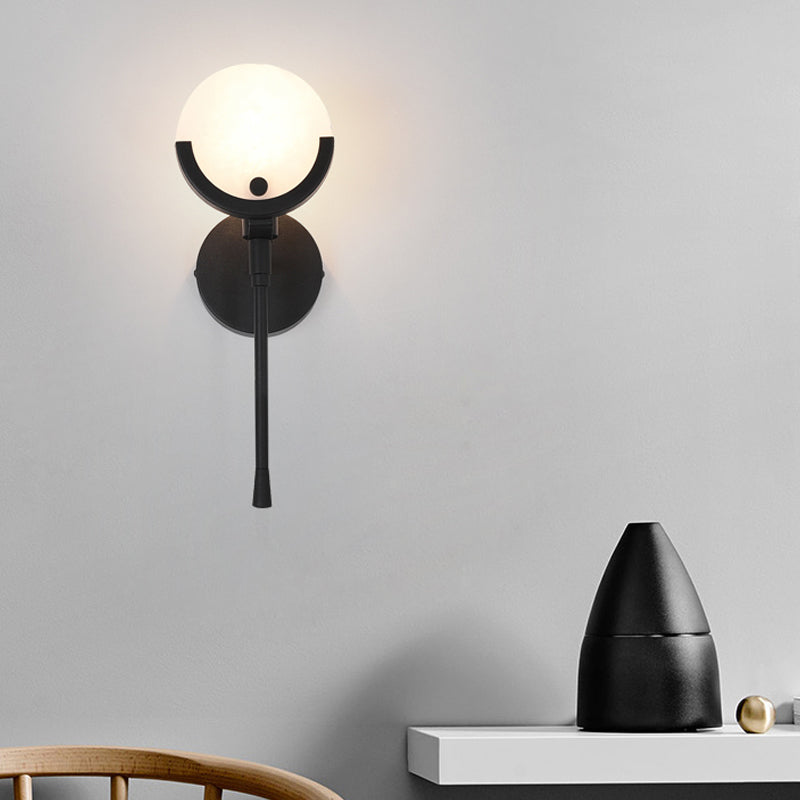 Nordic Metal Wall Light Round Shape 5" Wide Wall Sconce with Mica for Living Room