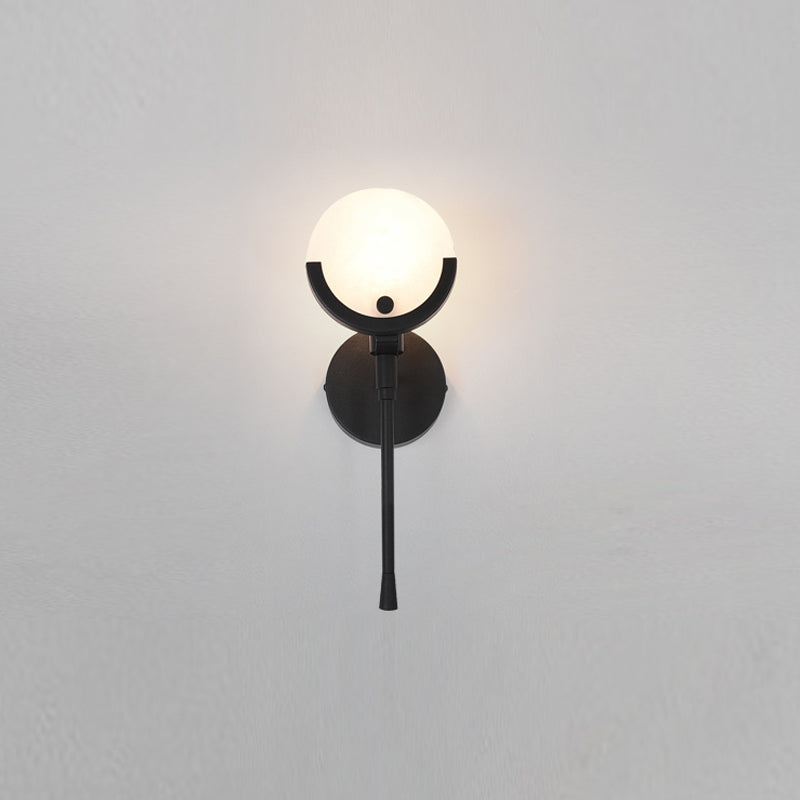 Nordic Metal Wall Light Round Shape 5" Wide Wall Sconce with Mica for Living Room