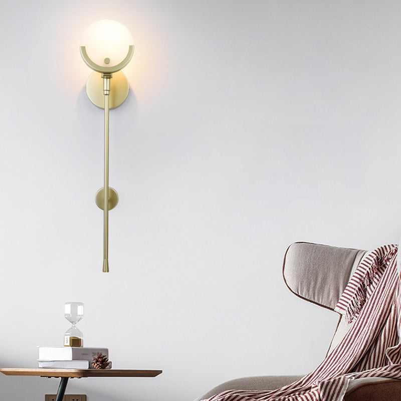 Nordic Metal Wall Light Round Shape 5" Wide Wall Sconce with Mica for Living Room