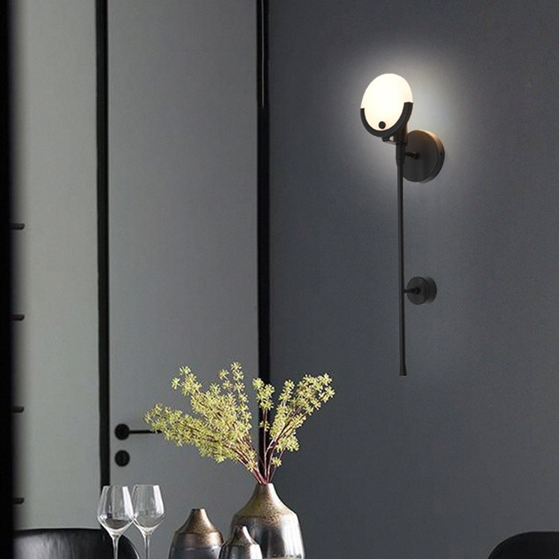 Nordic Metal Wall Light Round Shape 5" Wide Wall Sconce with Mica for Living Room