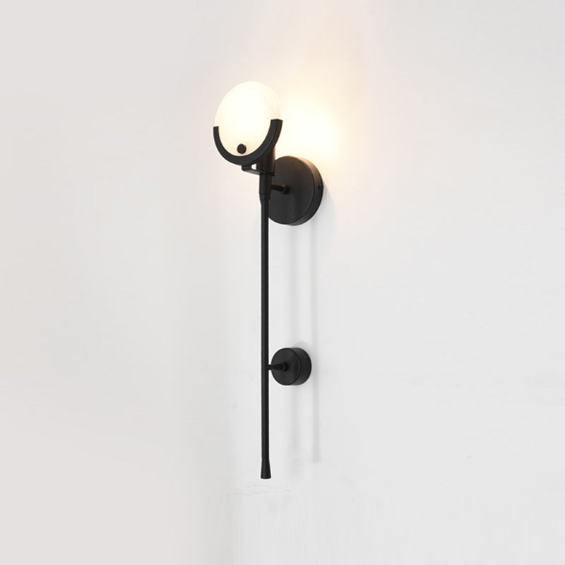 Nordic Metal Wall Light Round Shape 5" Wide Wall Sconce with Mica for Living Room