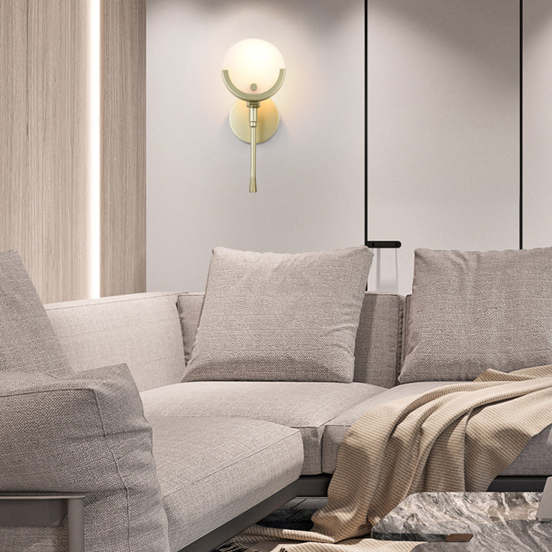 Nordic Metal Wall Light Round Shape 5" Wide Wall Sconce with Mica for Living Room