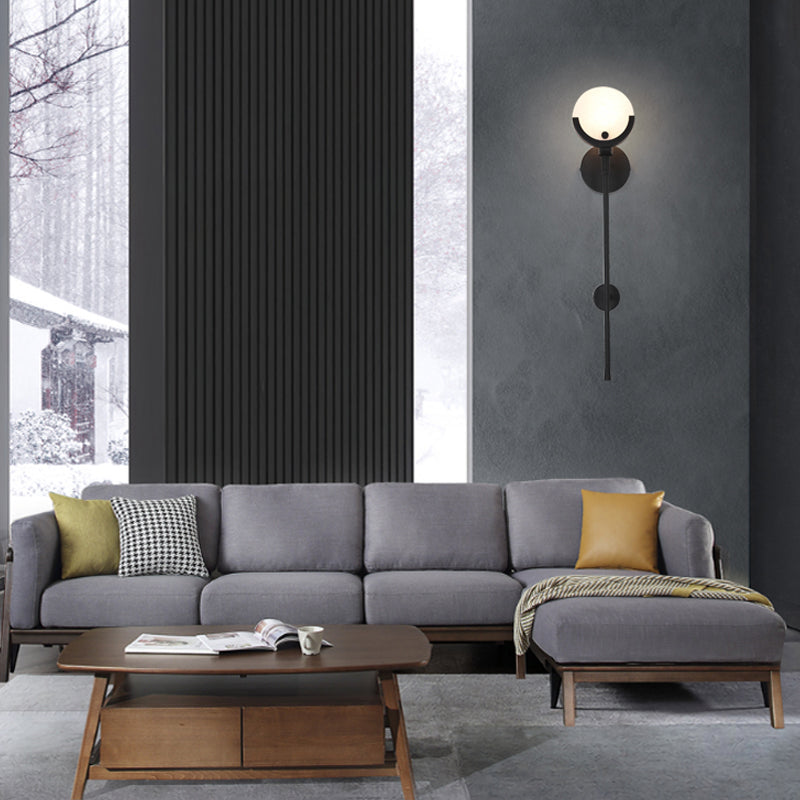 Nordic Metal Wall Light Round Shape 5" Wide Wall Sconce with Mica for Living Room