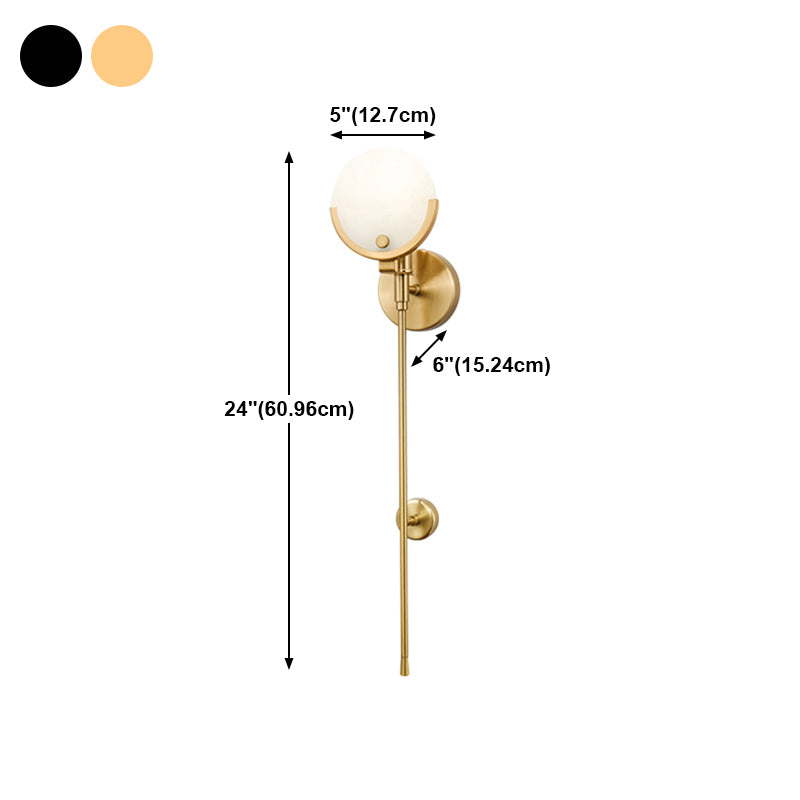 Nordic Metal Wall Light Round Shape 5" Wide Wall Sconce with Mica for Living Room