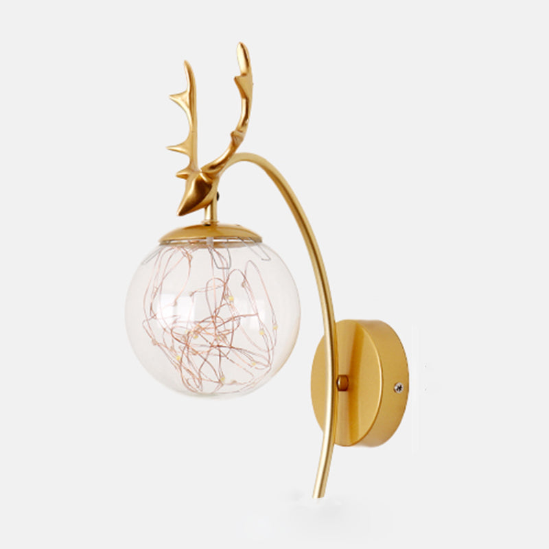 Glass Ball Shape Wall Light Modern 1-Light Wall Mounted Light Fixture