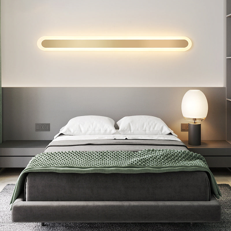 Linear Shape Metal Wall Light Modern Style 1-Light Wall Mounted Light Fixture in Gold