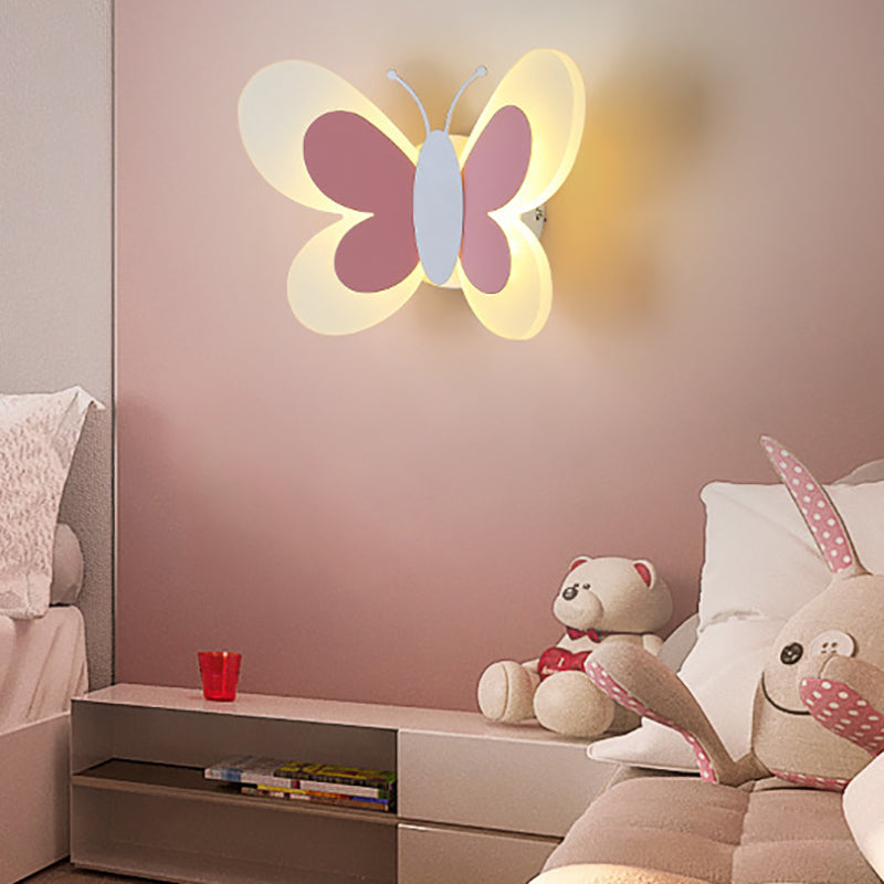 1-Light Butterfly Wall Sconce Modern Style Metal Wall Lighting for Living Room