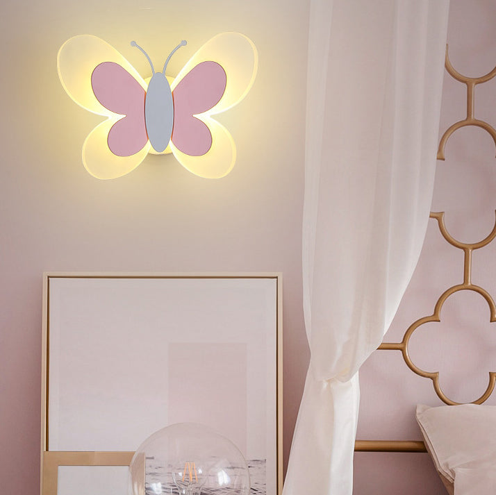 1-Light Butterfly Wall Sconce Modern Style Metal Wall Lighting for Living Room