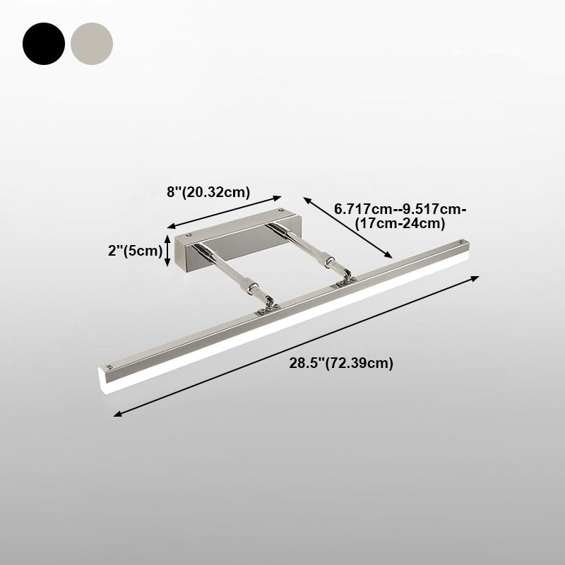 Metal Linear Shape Wall Light Modern 1-Light Swing Arm Mirror Wall Mount Light Fixture