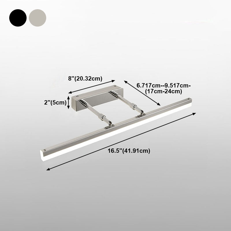 Metal Linear Shape Wall Light Modern 1-Light Swing Arm Mirror Wall Mount Light Fixture