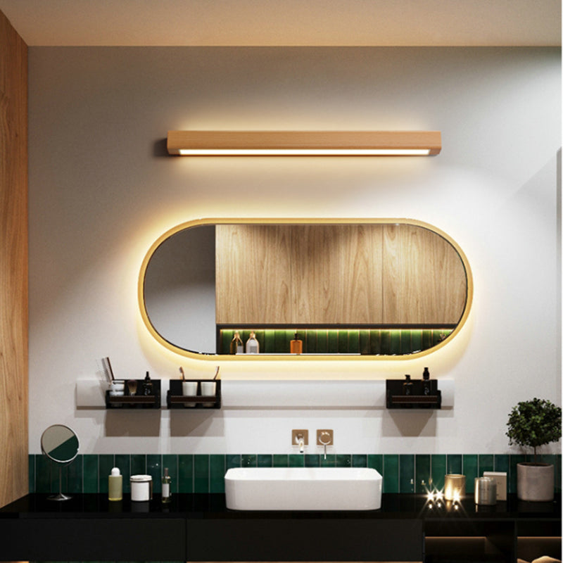 Luci da parete di vanità lineari in stile moderno legno 1 luci specchio da toeletta leggero
