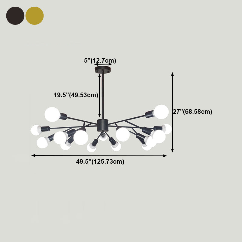 Luces de lámpara de araña de forma radial contemporánea accesorios de iluminación de araña de metal