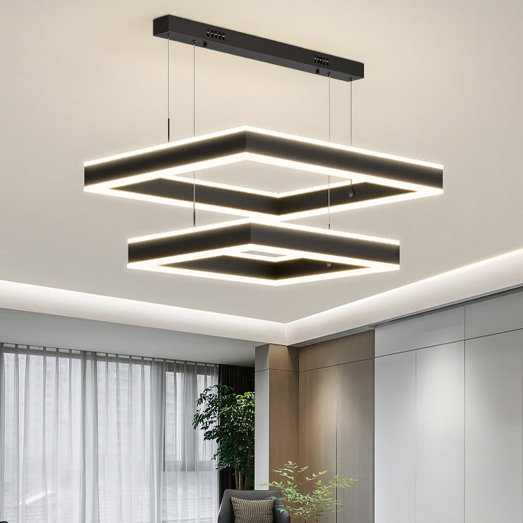 Luces de lámpara de araña de forma cuadrada moderna accesorios de iluminación de araña de metal en negro