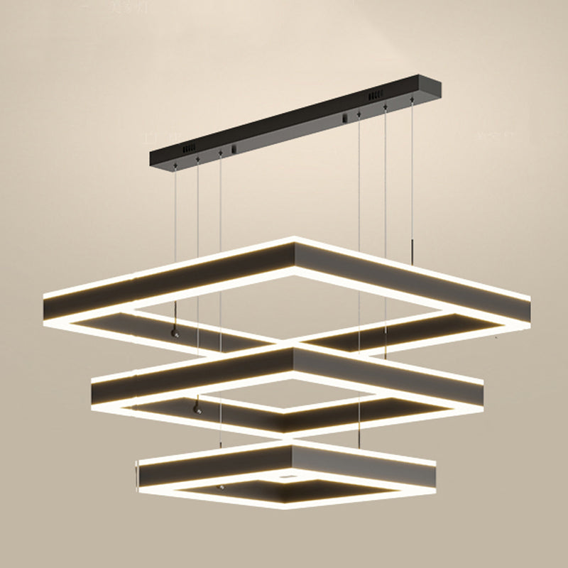 Luces de lámpara de araña de forma cuadrada moderna accesorios de iluminación de araña de metal en negro