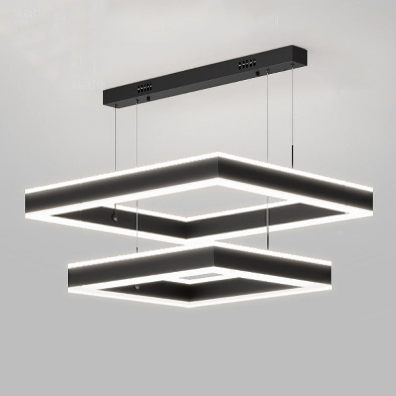 Luces de lámpara de araña de forma cuadrada moderna accesorios de iluminación de araña de metal en negro