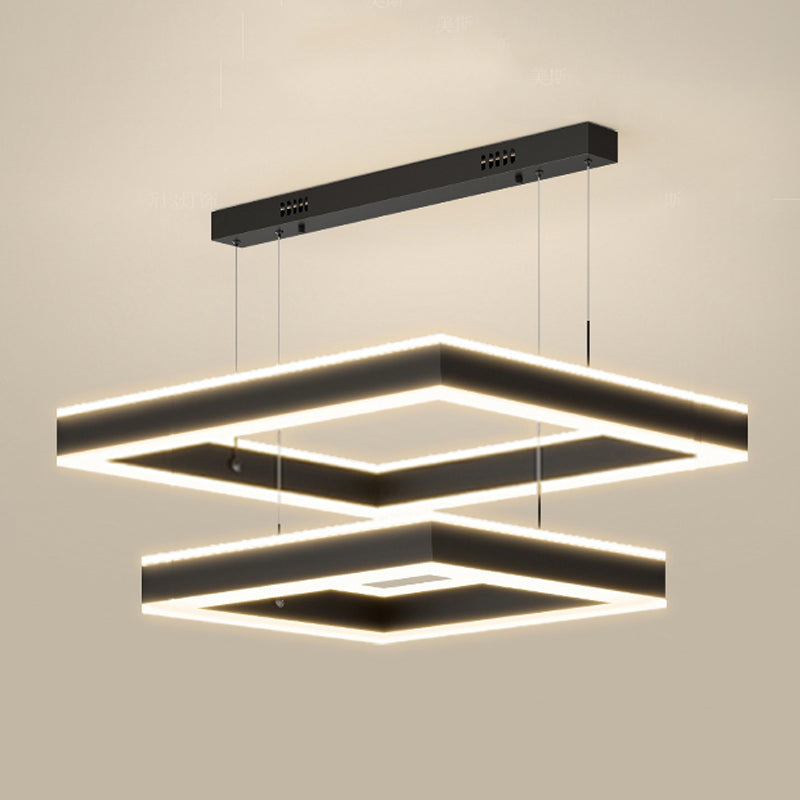 Luces de lámpara de araña de forma cuadrada moderna accesorios de iluminación de araña de metal en negro