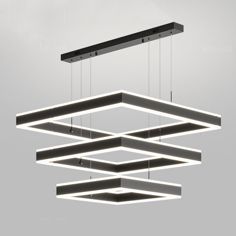 Luces de lámpara de araña de forma cuadrada moderna accesorios de iluminación de araña de metal en negro