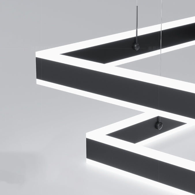 Luces de lámpara de araña de forma cuadrada moderna accesorios de iluminación de araña de metal en negro