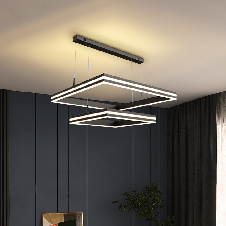 Luces de lámpara de araña de forma cuadrada de metal moderno 2 accesorios de iluminación de lámpara de luz