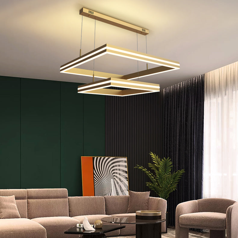 Quadratische Form Kronleuchter Lichter moderne Metall 2 leichte Kronleuchterbeleuchtung