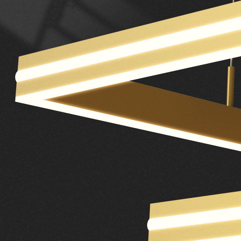 Luces de lámpara de araña de forma cuadrada de metal moderno 2 accesorios de iluminación de lámpara de luz