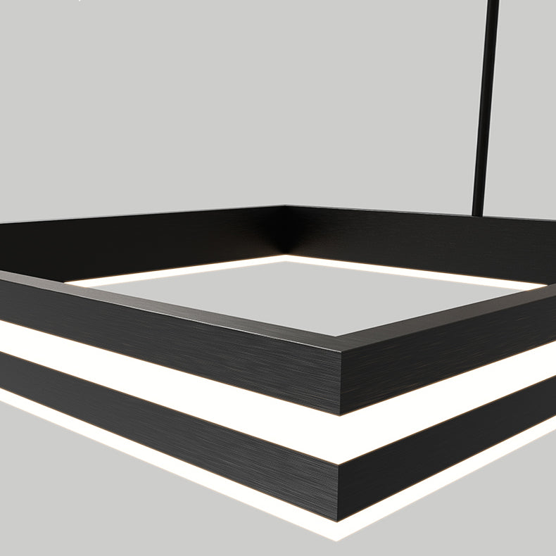 Luces de lámpara de araña de forma cuadrada de metal moderno 2 accesorios de iluminación de lámpara de luz