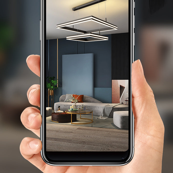 Luces de lámpara de araña de forma cuadrada de metal moderno 2 accesorios de iluminación de lámpara de luz