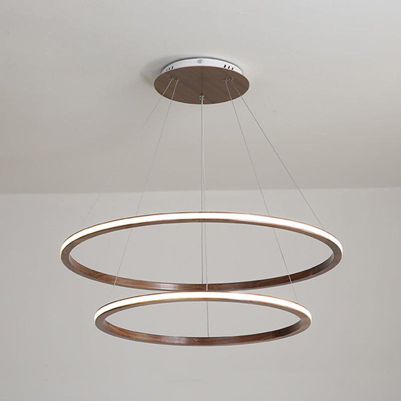 Luci del lampadario a ruota Ruota Apparecchi di illuminazione lampadario moderno in legno in marrone