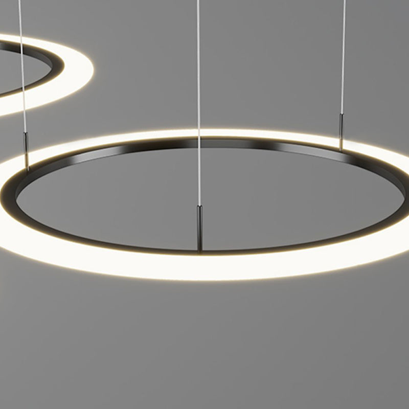 Luces de lámpara de lámpara de sombra redonda moderna accesorios de iluminación de araña de metal en negro