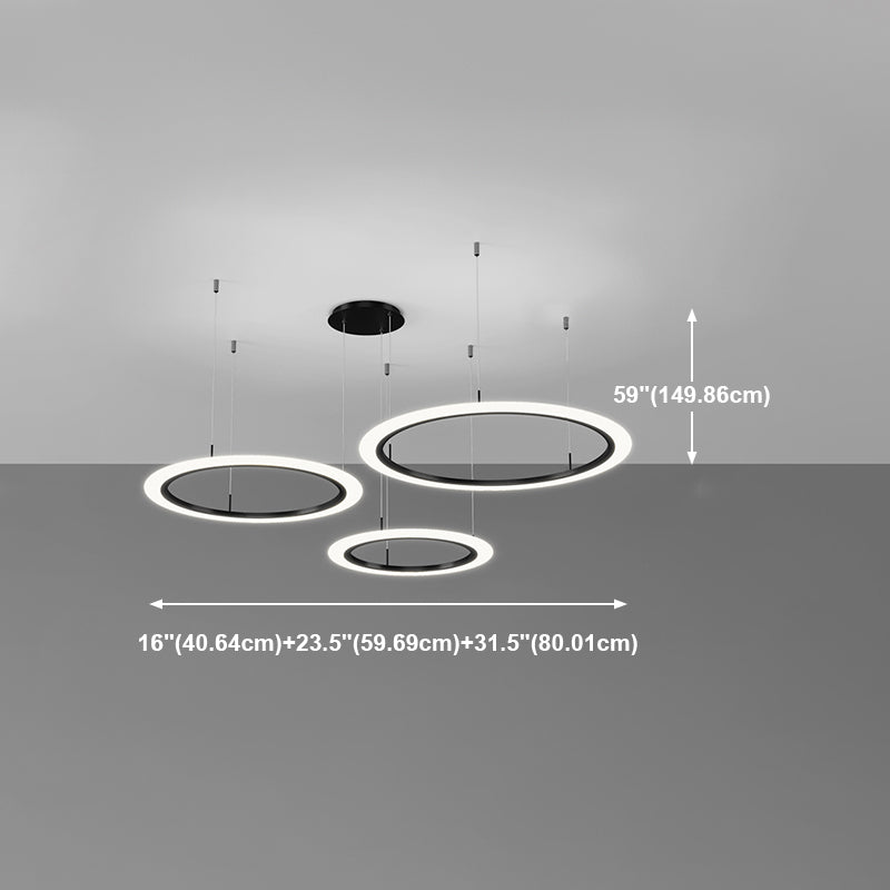 Moderne runde Schatten Kronleuchter Lichter Metall Kronleuchter Beleuchtung in Schwarz