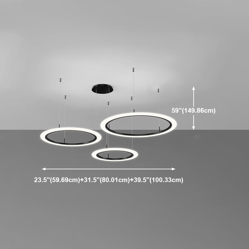 Luces de lámpara de lámpara de sombra redonda moderna accesorios de iluminación de araña de metal en negro