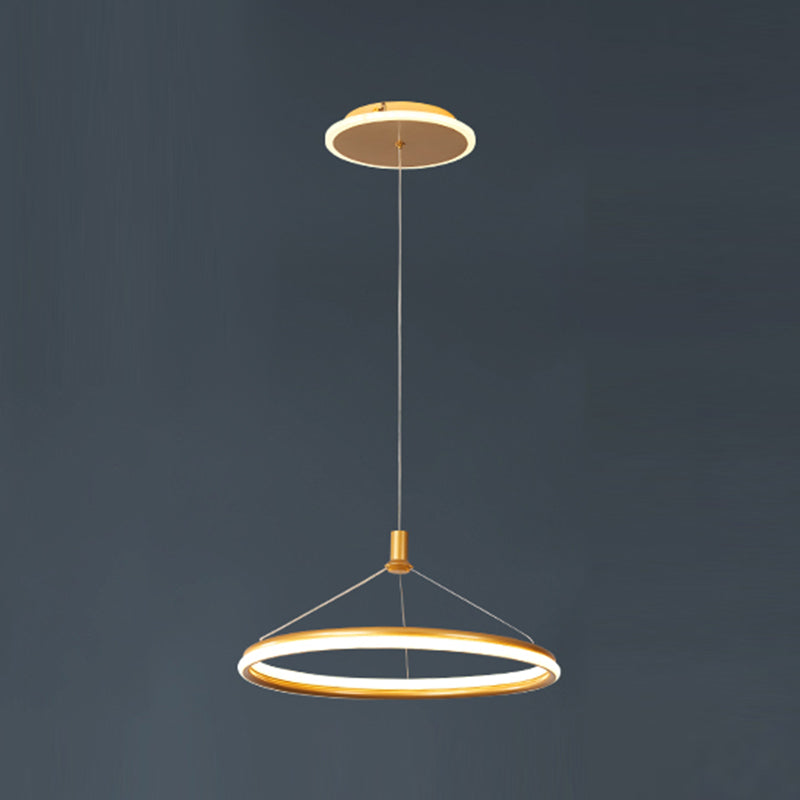 Lumo circolare a livello singolo leggero moderno lampadario in metallo Apparecchio di illuminazione