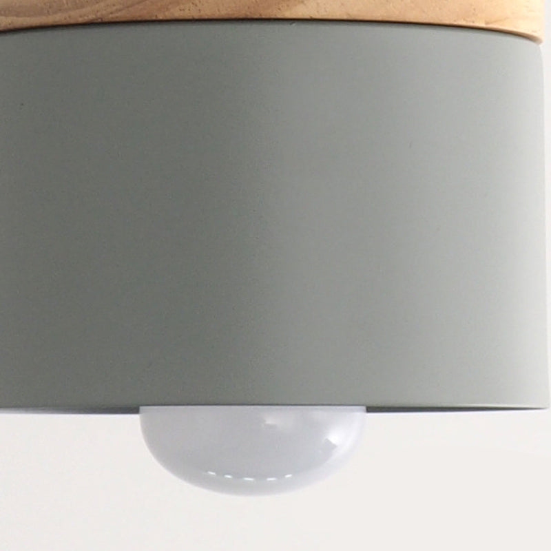 1 Light Cylindrical Hanging Pendant Modern Macaron Style Metal Hanging Lighting