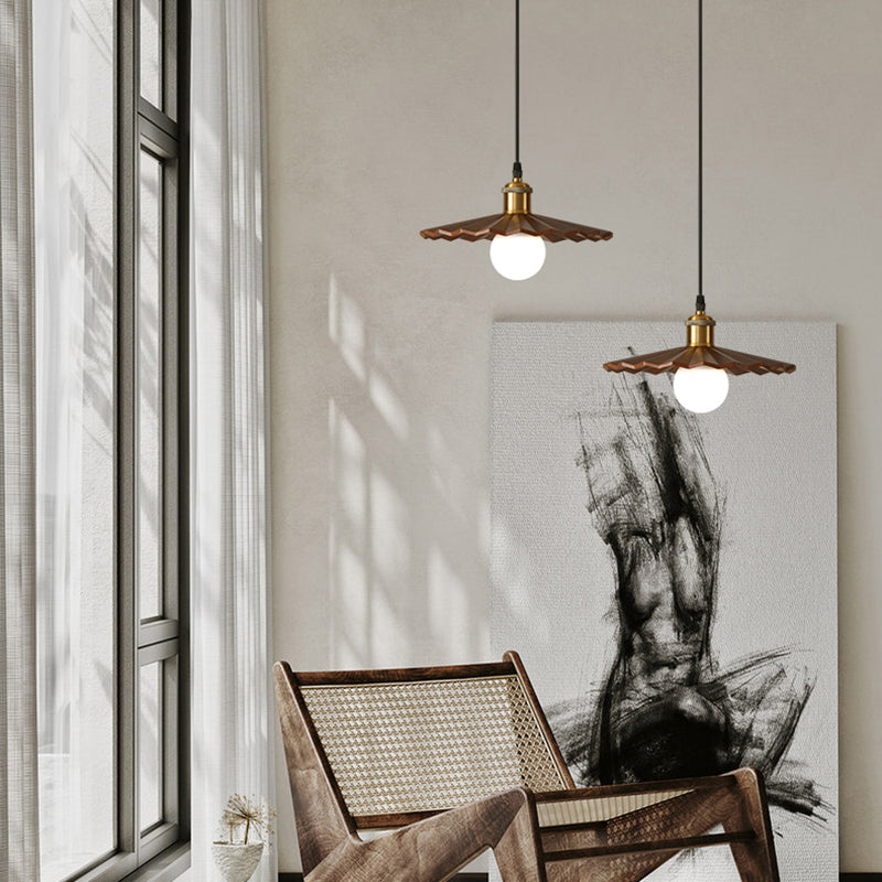 Pot Cover Shade Hanging Lighting Modern Style Solid Wood 1 Light Pendant Lamp