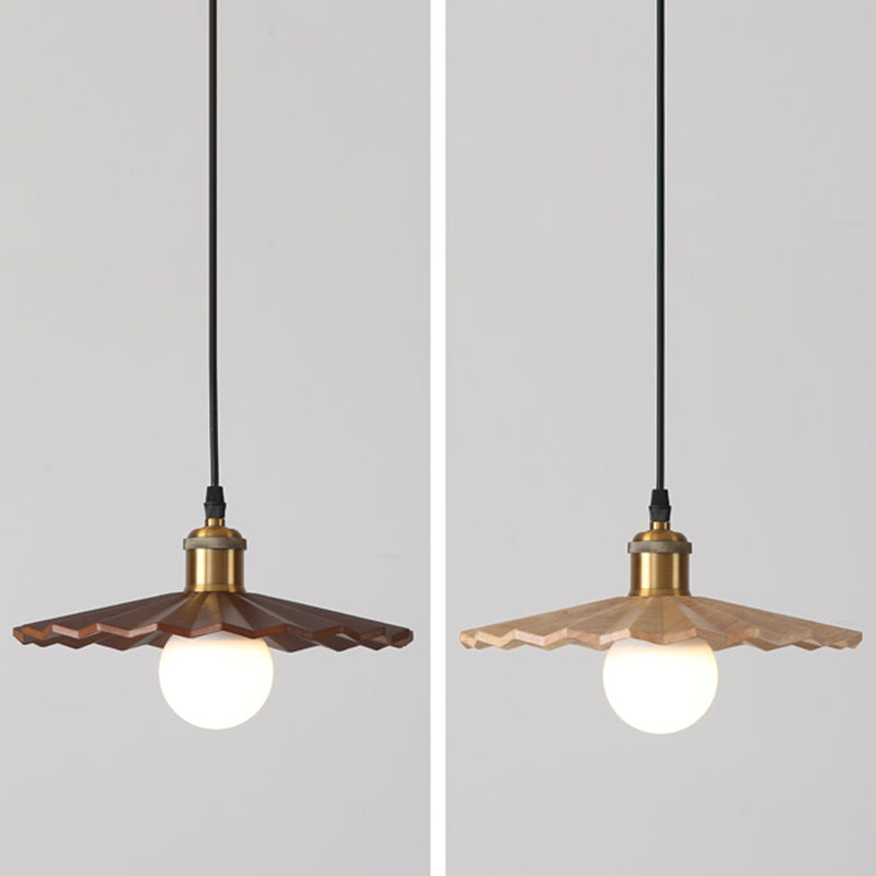 Pot Cover Shade Hanging Lighting Modern Style Solid Wood 1 Light Pendant Lamp