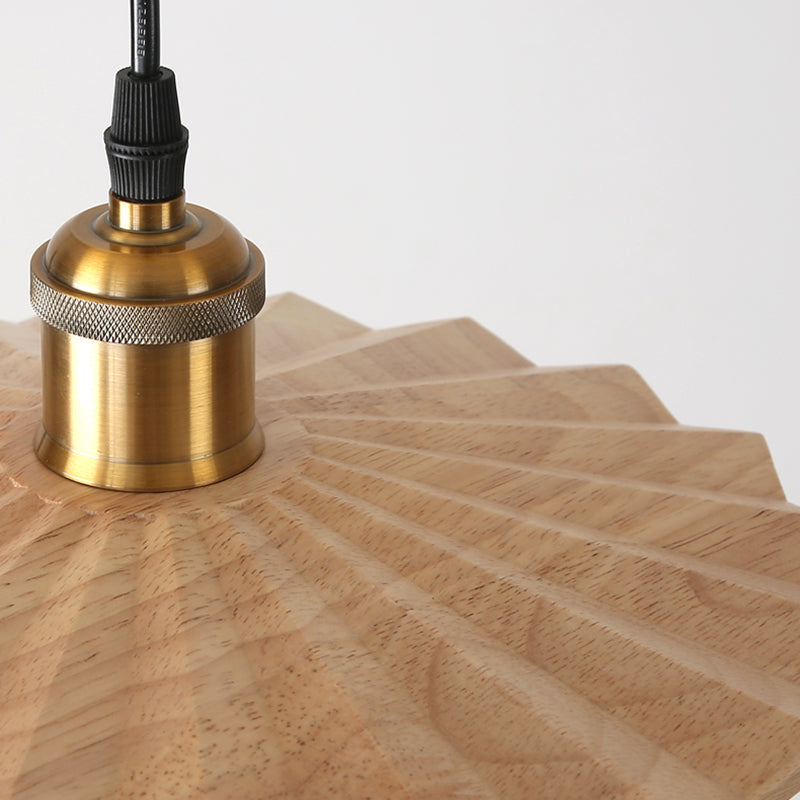Pot Cover Shade Hanging Lighting Modern Style Solid Wood 1 Light Pendant Lamp