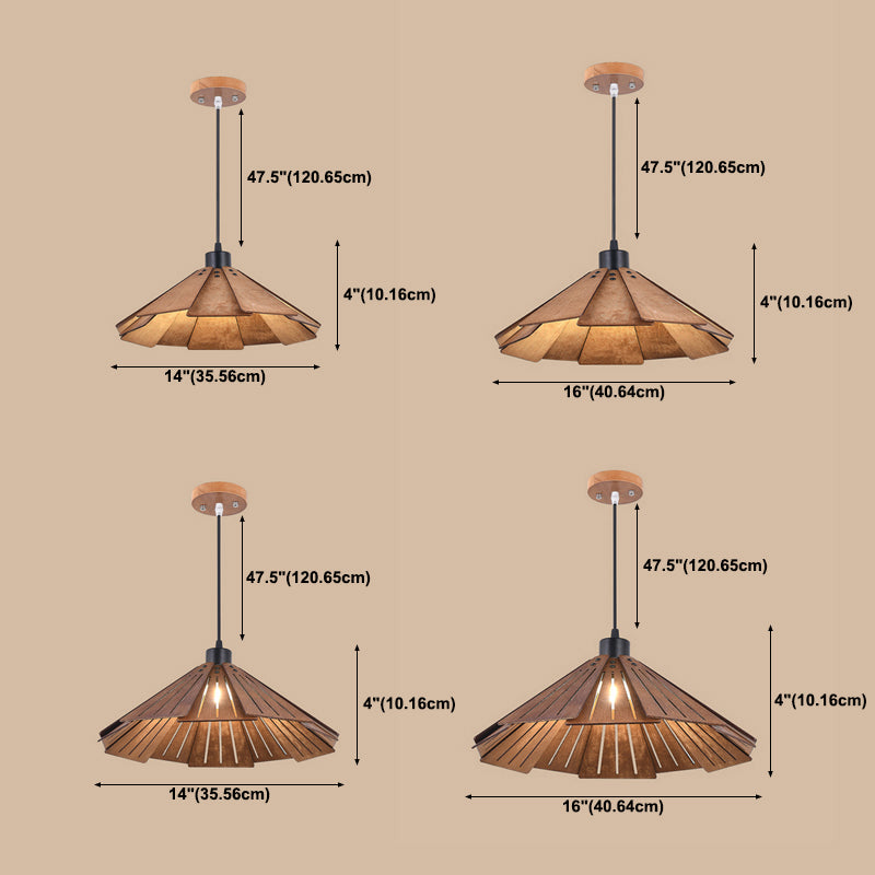 Pot Cover Shade Hanging Lighting Modern Style Wood 1 Light Sanging Lamping