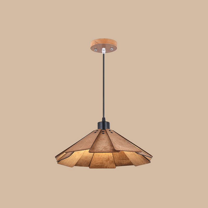 Pot Cover Shade Hanging Lighting Modern Style Wood 1 Light Sanging Lamping