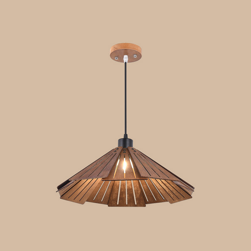 Pot Cover Shade Hanging Lighting Modern Style Wood 1 Light Sanging Lamping